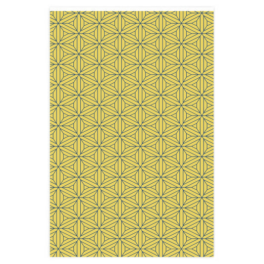 Geometric - Yellow with Blue Interlocking Stars