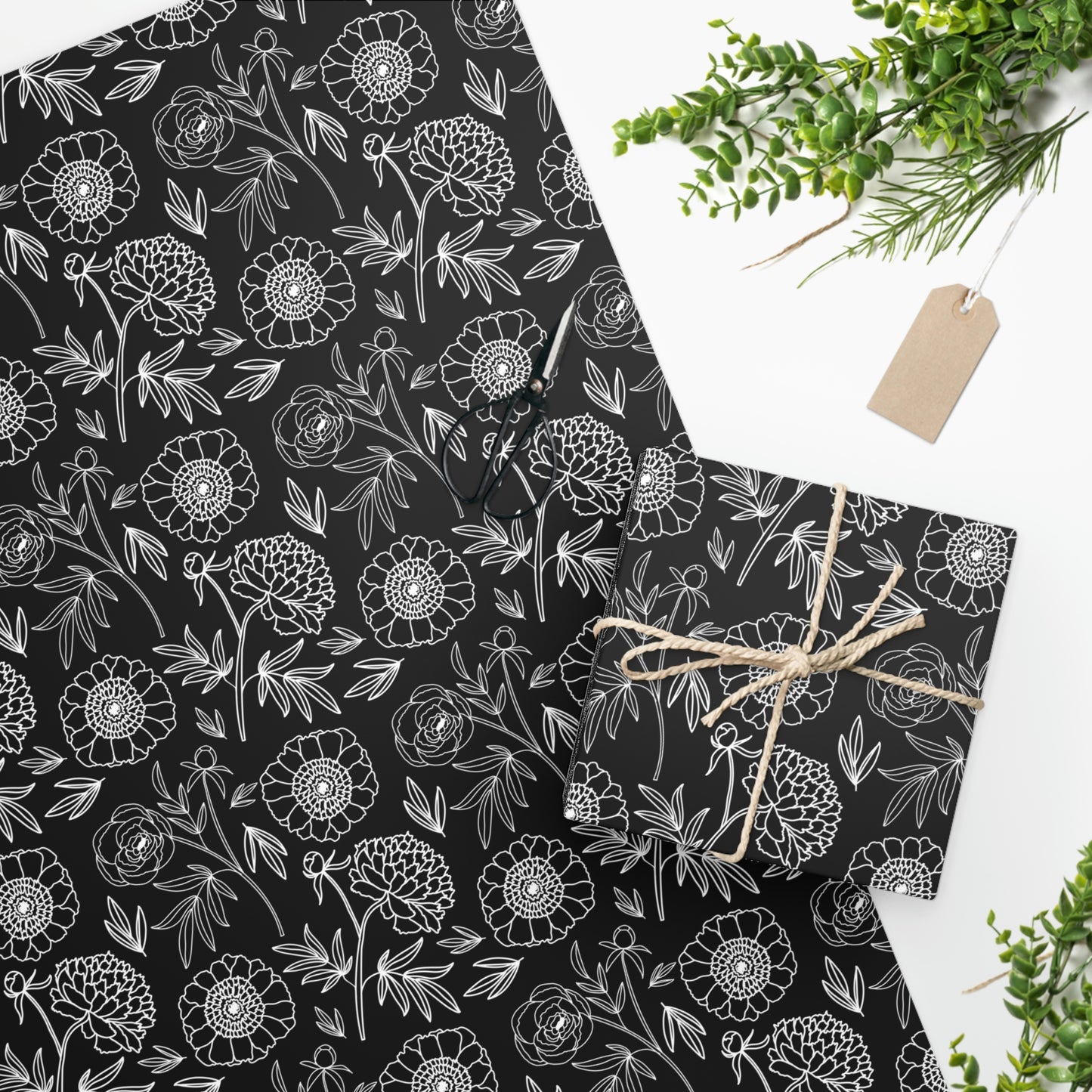 Illustrated Black & White Floral