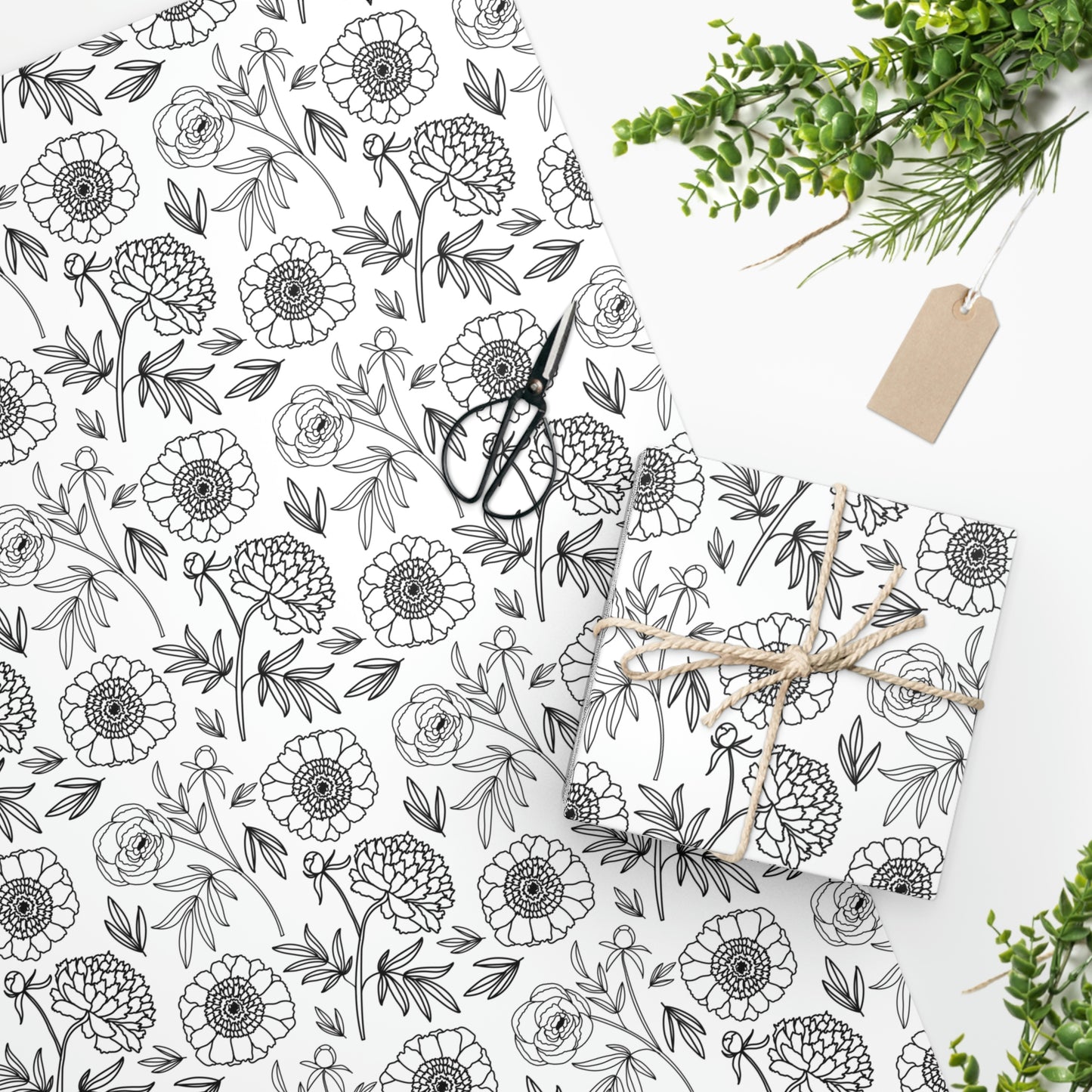 Illustrated Black & White Floral II