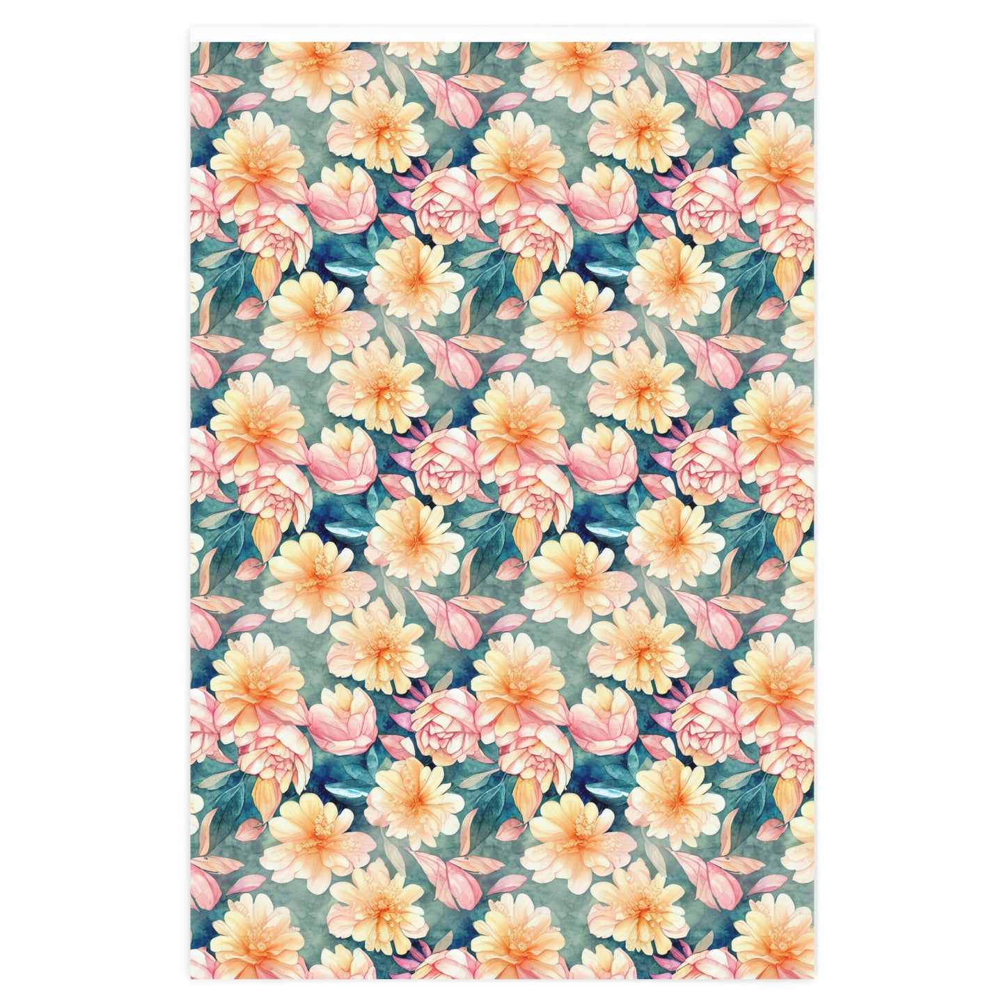 Energetic Blossoms on Turquoise Background