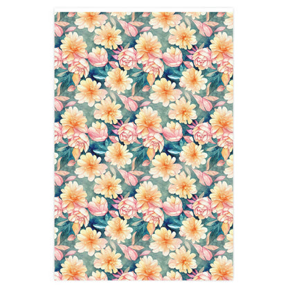 Energetic Blossoms on Turquoise Background